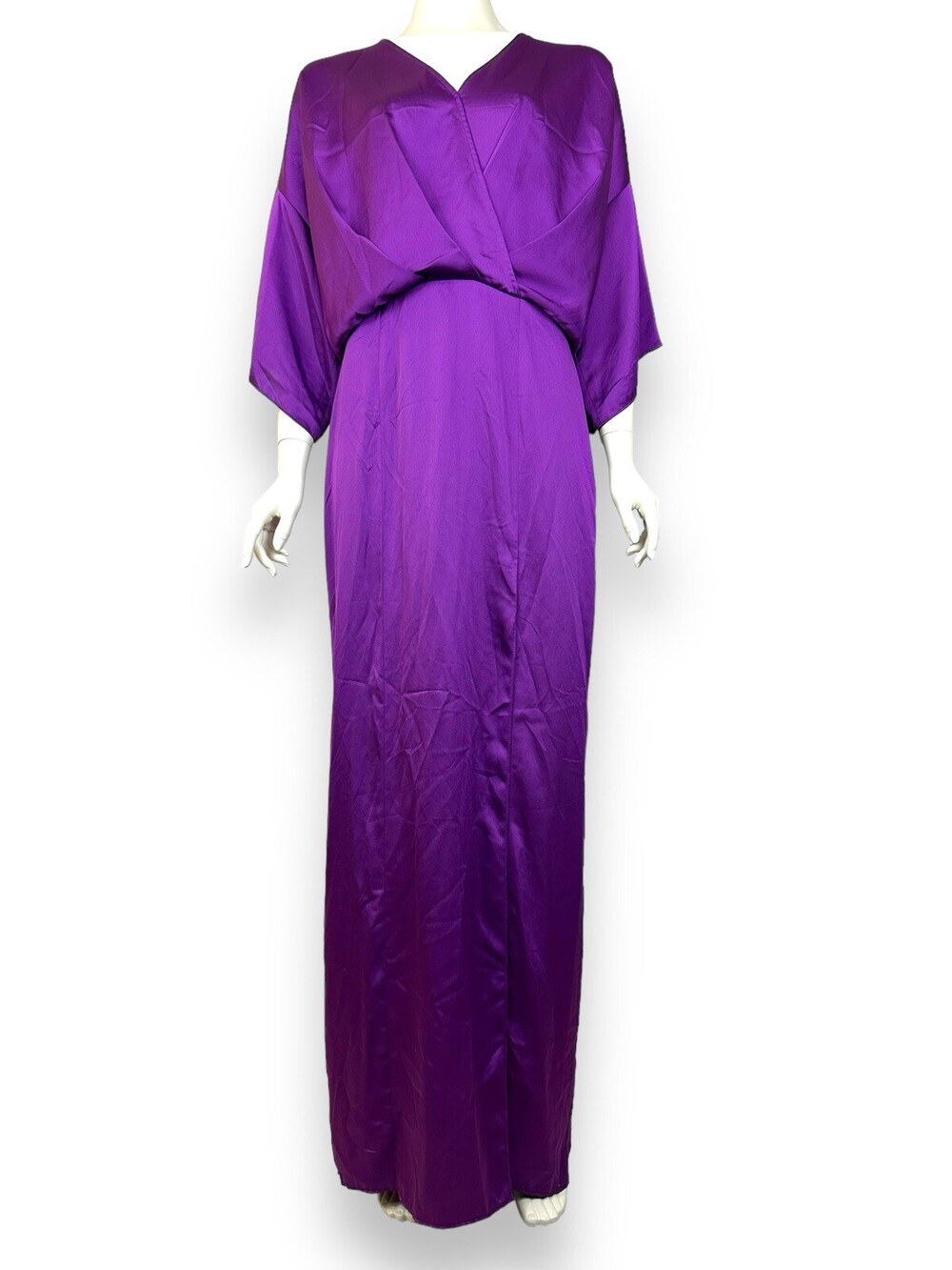 Jay Godfrey Mandalay Gown Women's 8 Purple Satin Dress Side Slit Open Back $295